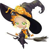 pretty witch on a broom