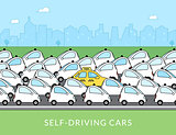 Self-driving car infographic illustration