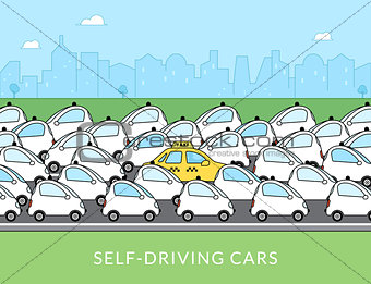 Self-driving car infographic illustration