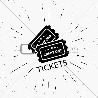 Retro grunge illustration of two black tickets