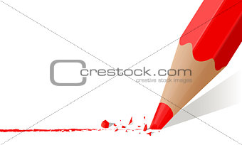 Red pencil with a broken rod