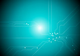 Turquoise tech circuit board background