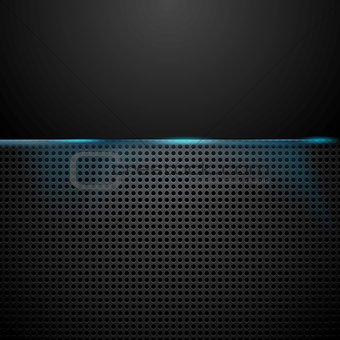 Dark perforated background with blue glow light