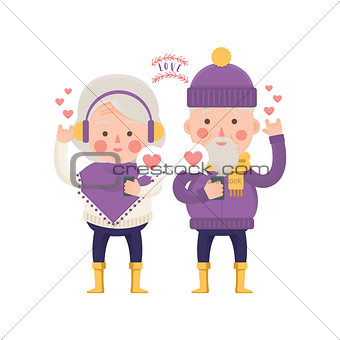 Lovely Senior Couple Sending Love for Valentine