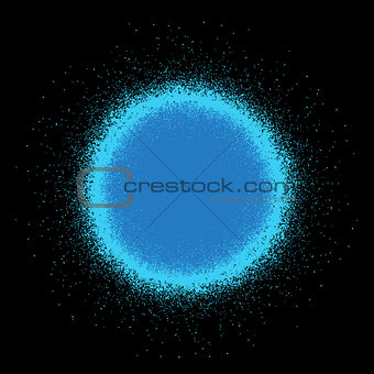 graffiti spray blue glowing ball icon over black