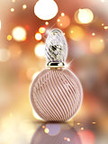 3D decorative perfume bottle on a bokeh lights background