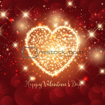 Sparkle heart Valentines day background 