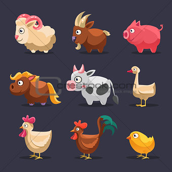 Vector Illustration of Farm Animals