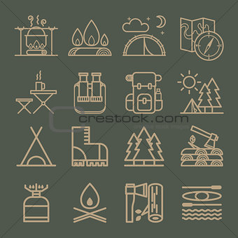 Set of Camping Equipment Symbols