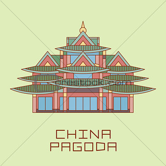 Buddist Pagoda white line drawn vector illustration
