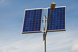Solar panels and lamppost