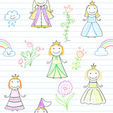 Seamless background with happy little princesses