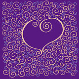 valentines card with heart and curl pattern