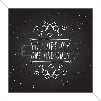 Vector handdrawn badge for Saint Valentines day