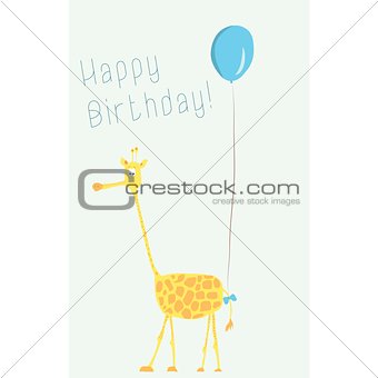 cartoon illustration of  giraffe with a ball