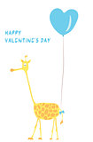 Giraffe in love on Valentine Day the vector