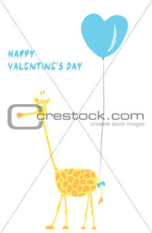 Giraffe in love on Valentine Day the vector