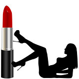 Sexy woman silhouette with red lipstick