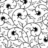 abstract flowers black seamless background