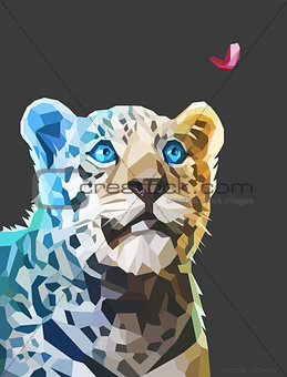 Low poly portrait of a leopard. Vector eps 10