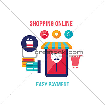 Online shopping e-commerce Mobile payment Successful business concept