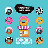 Donut icons Delicious dessert Food ordering Cafe shop facade