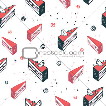 Delicious food seamless background pattern cake dessert
