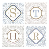 Monogram logo template with flourishes calligraphic elegant ornament elements