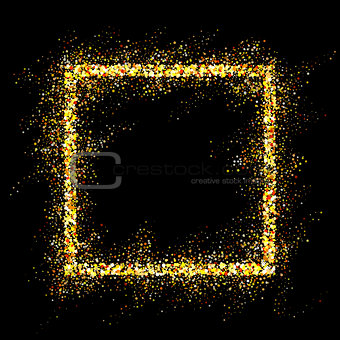 Golden frame on black background