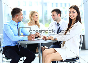 business woman on the background of business people