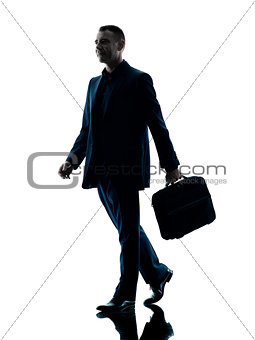 business man walking silhouette isolated