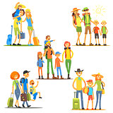 Families on Vacation. Vector Illustration