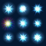 Set various forms of blue burst sparks. EPS 10