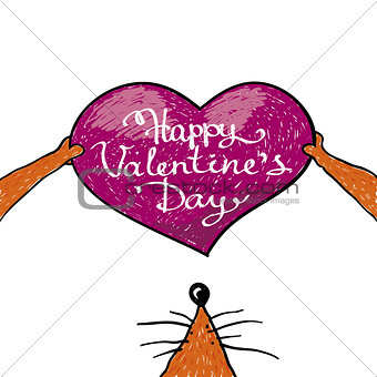 valentine card with lettering in heart. Happy valentines day