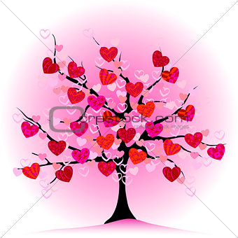 Valentine tree, love, leaf from hearts