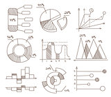 Graphs, Pie Charts and Diagrams. Hand Drawn Business Icons Set.