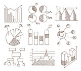 Graphs, Charts and Diagrams. Hand Drawn Business Icons Set.