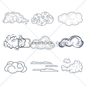 Handdrawn Cloud Collection. Vector Illustration
