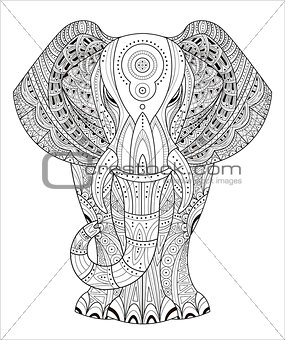 Elephant Vector illustration in Zentangle style. Hand drawn design elements.