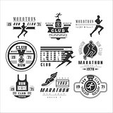 Running club labels, emblems and design elements vector