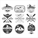 Kayak and canoe emblems, badges, design elements
