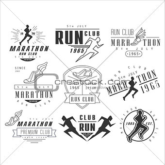 Running club labels, emblems and design elements vector