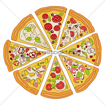 Tasty Sliced Pizza Illustration