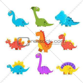 Small Colourful Dinosaur Set. Cute Vector Collection