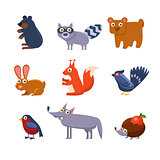 Wild Forest Animals. Vector Illustration Collection