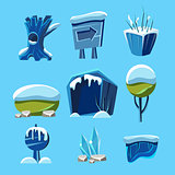 Cartoon Vector Winter Game Nature Elements