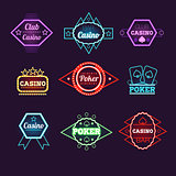 Neon Light Poker Club and Casino Emblems Collection