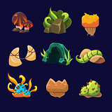 Forest Elements for Game. Vector Set