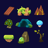 Forest Elements for Game. Vector Illustration Set