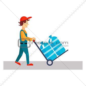 Delivery Man with Water, Vector Illustration